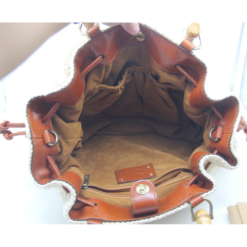 PATRICIA NASH Cantinella Crochet Bamboo Handle Satchel Bag Purse Grannycore - Picture 9 of 12